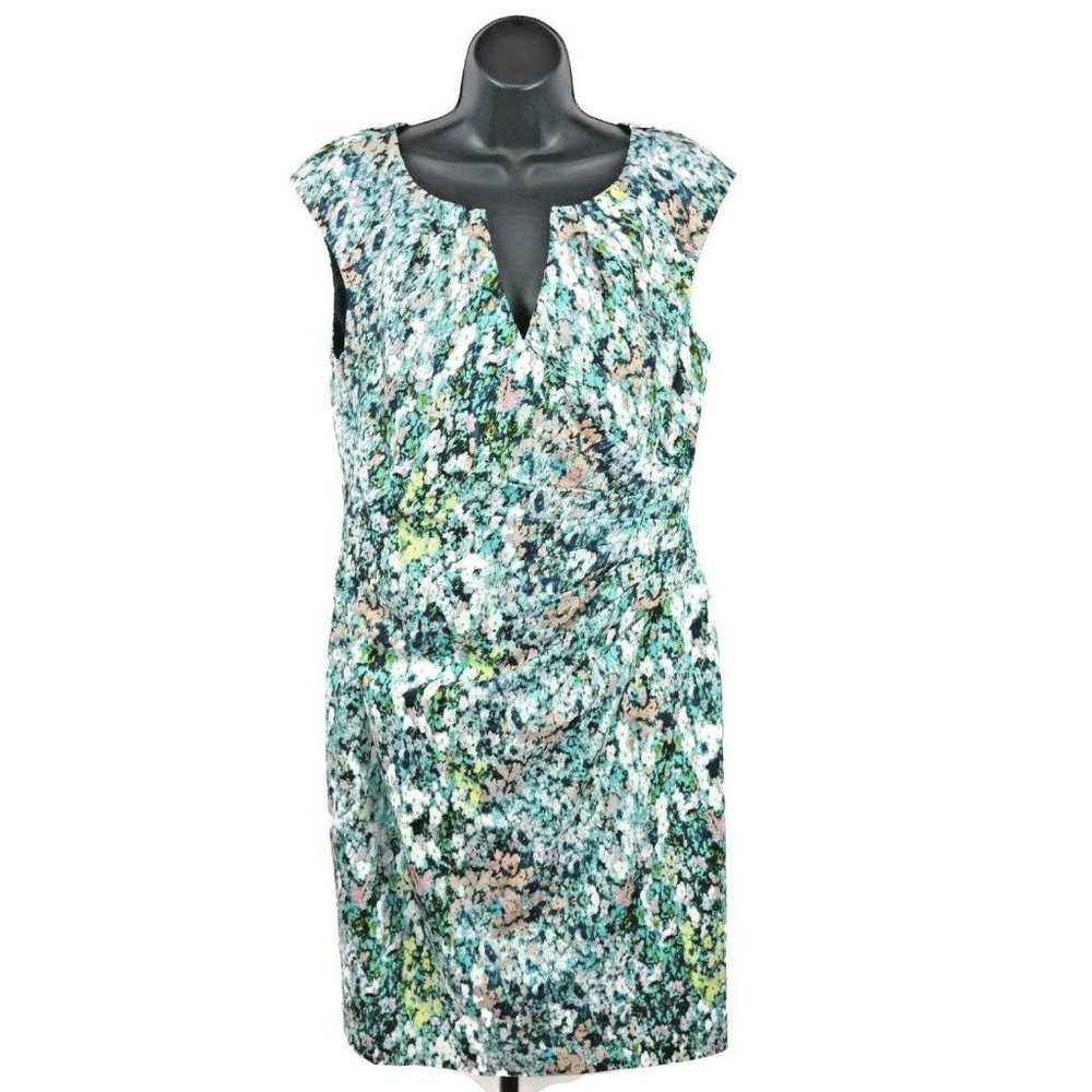 Adrianna Papel Teal Multi Colored Print Sleeveless